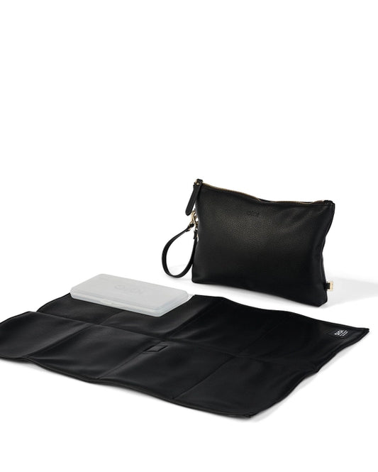 Nappy Changing Pouch - Black Vegan Leather