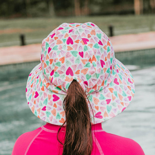 Ponytail Swim Bucket Beach Hat - Sweetheart