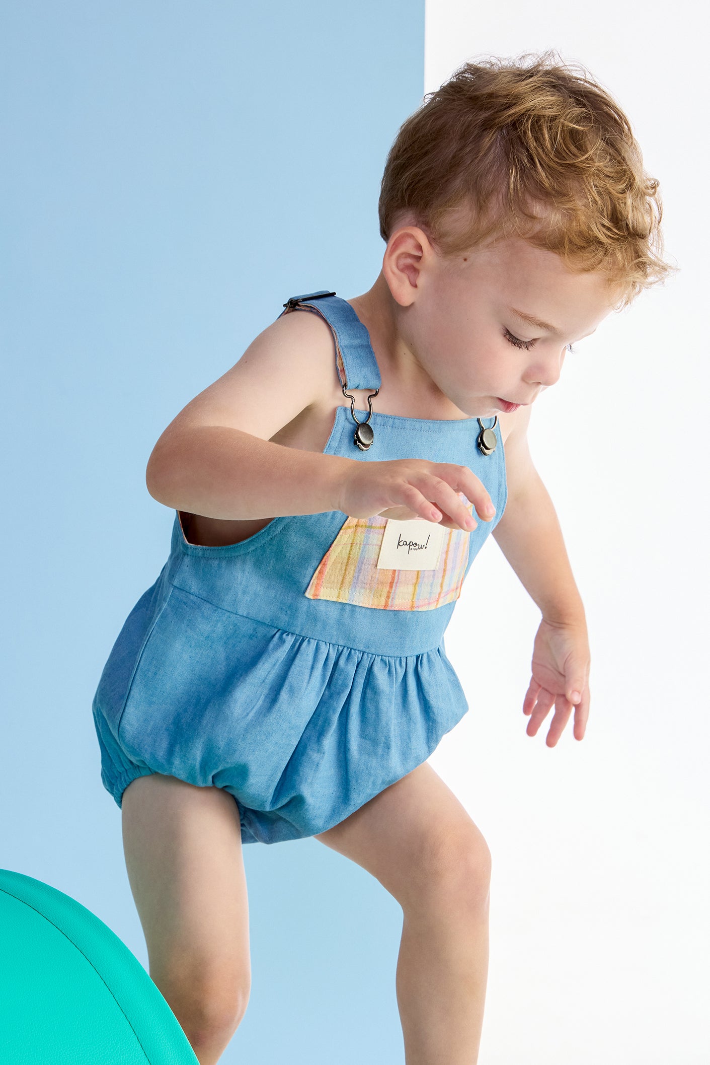 Rainbow Denim Romper