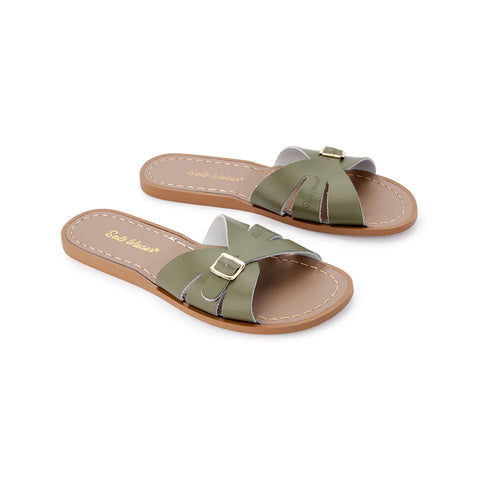 Ladies Salt Water Sandal Slides in Olive - Lucky Last! (Size US8)