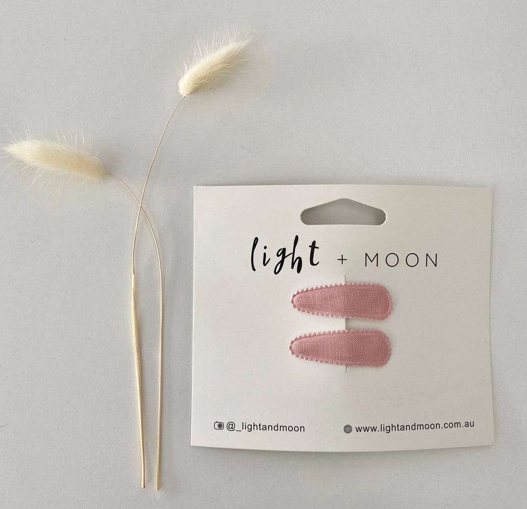 Pink Linen Cotton Snap Clips