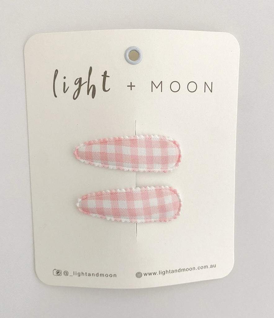 Pink Gingham Snap Clips