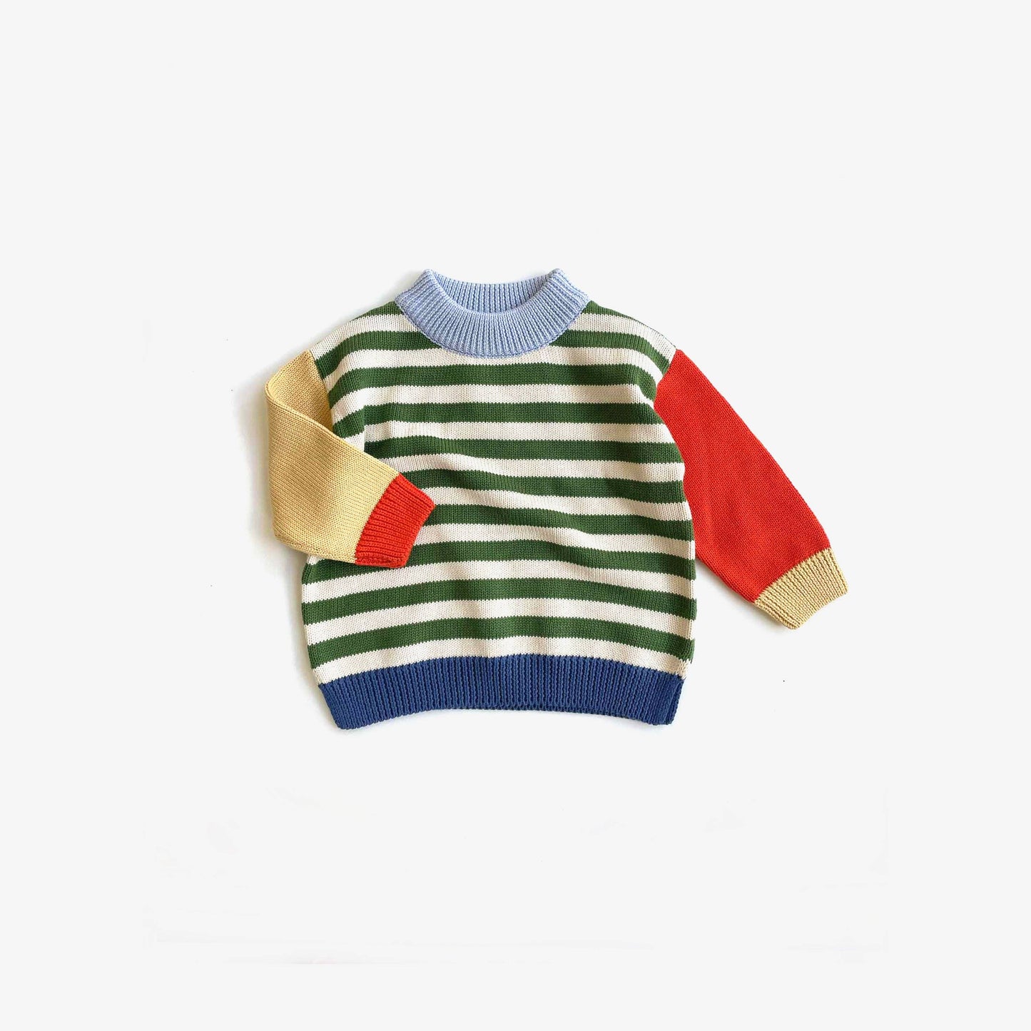 Organic Cotton Knit Jumper - Clover Stripe Colour Block