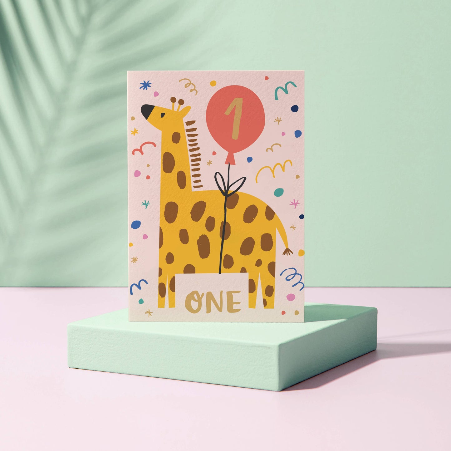 One Year Old Giraffe Birthday Card