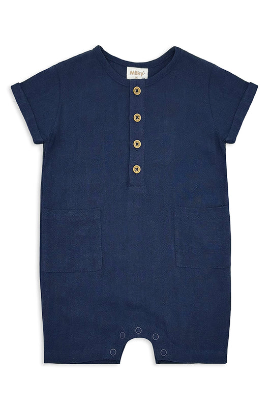 Linen Romper - Navy