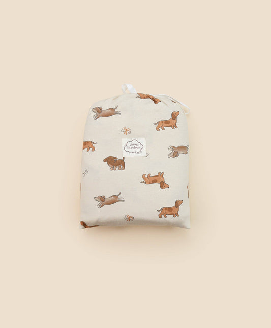 Organic Cotton Cot Sheet - Dachshund Dog