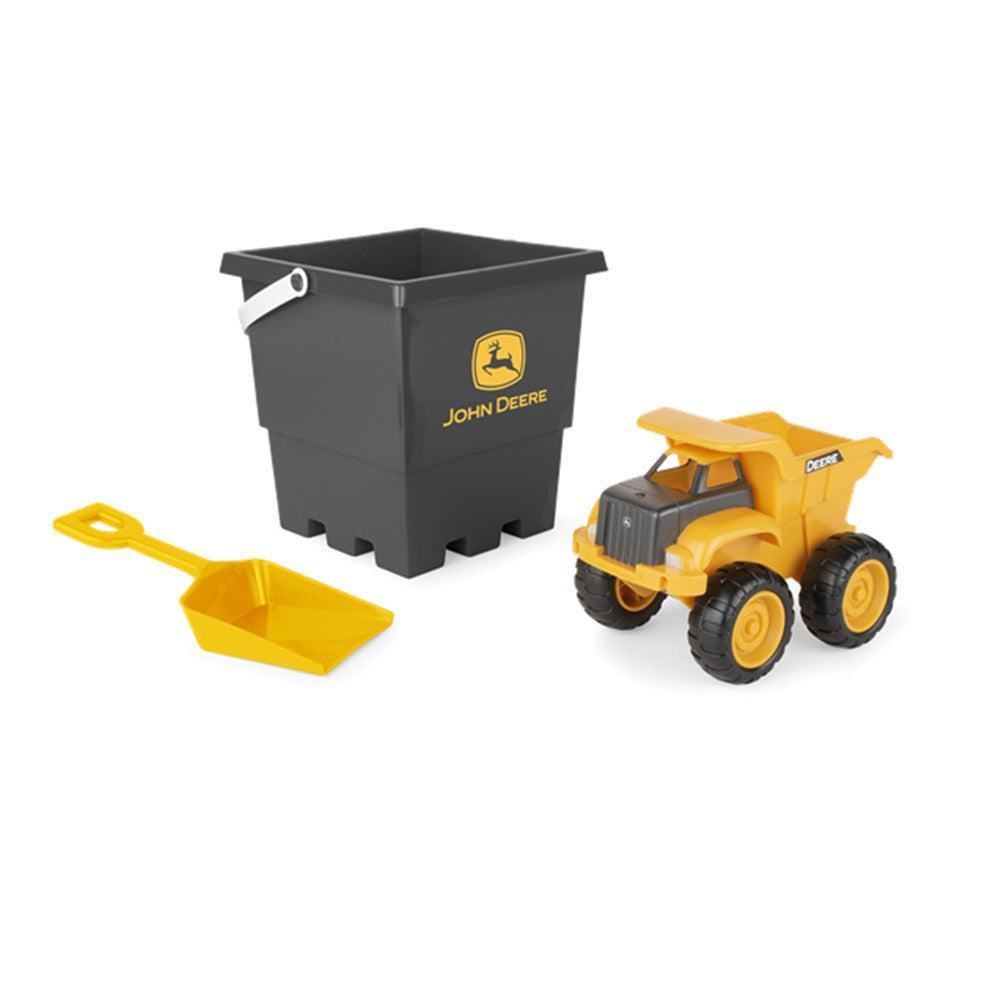 John Deere Sandbox Toy Set with Dump Truck, Bucket and Shovel - 15cm
