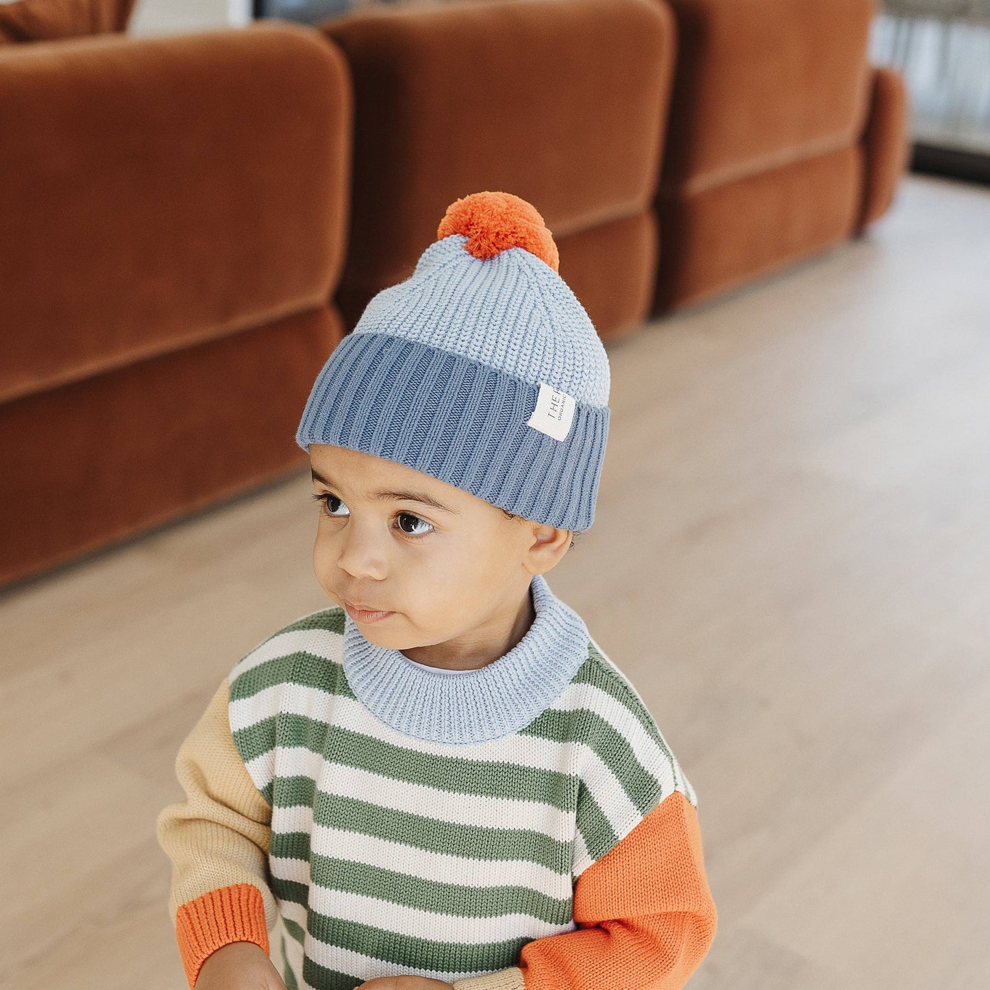 Organic Cotton Knit Jumper - Clover Stripe Colour Block