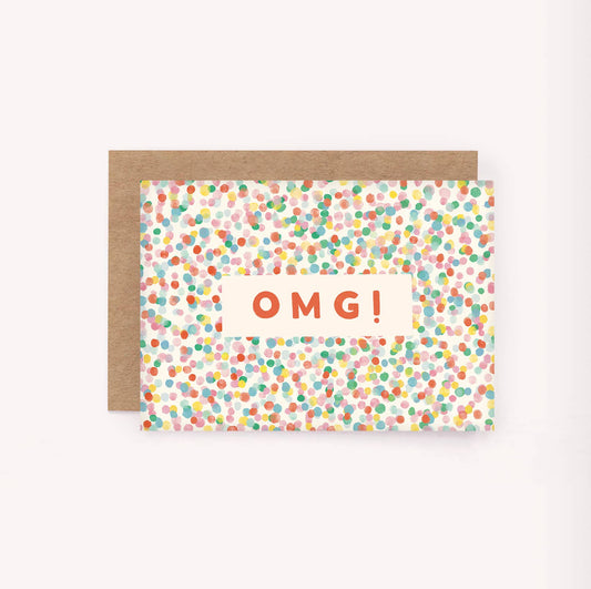 OMG Confetti Mini Card - Cute Mini Celebration Greeting Card