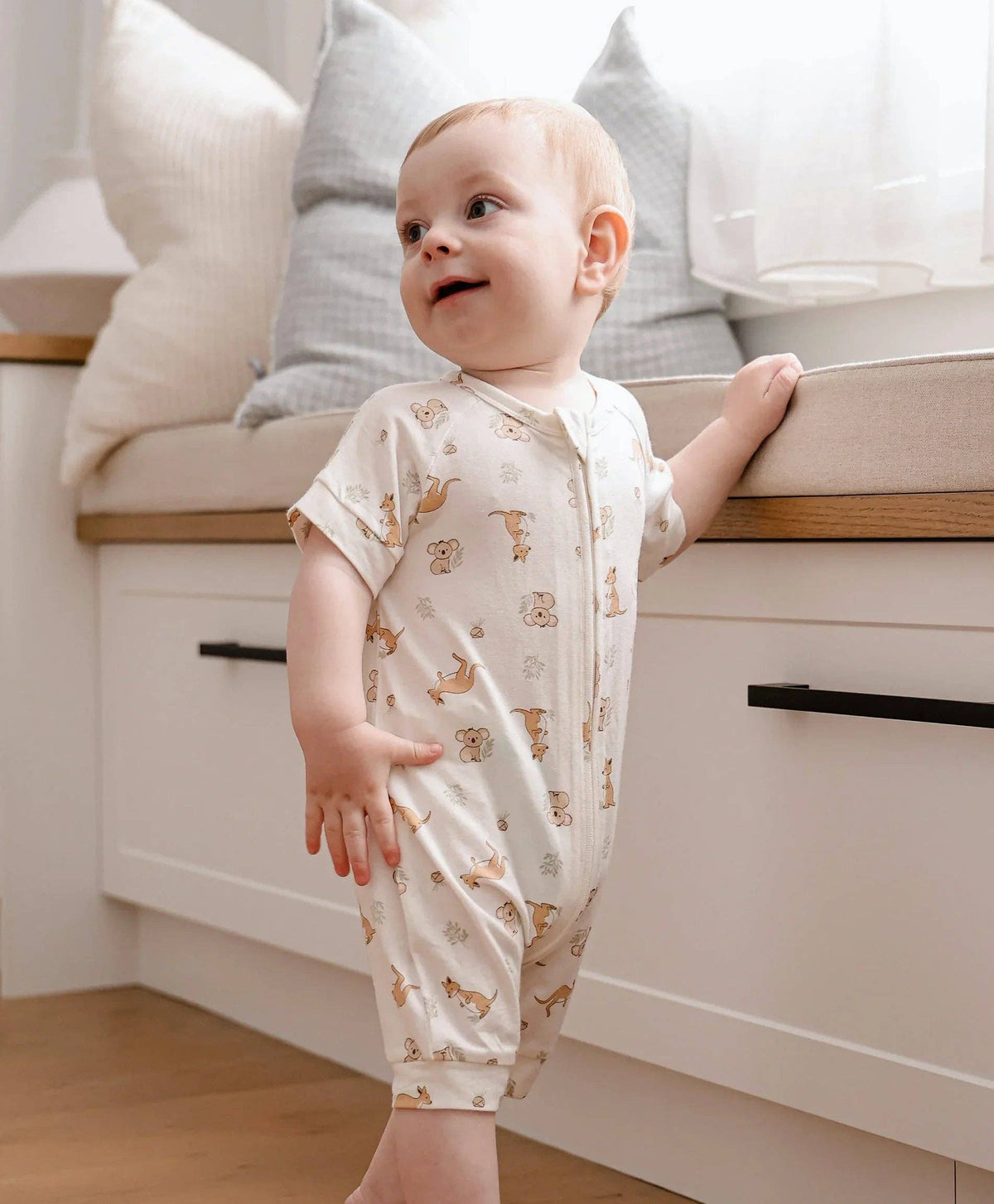 Bamboo Zip Romper - Kangaroo & Koala