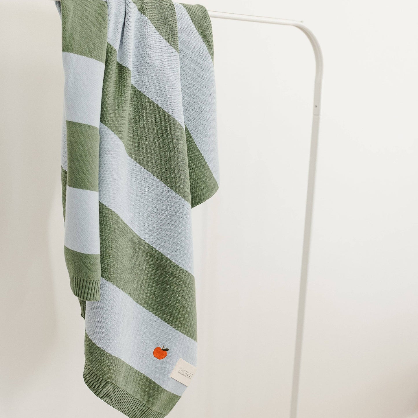 Organic Cotton Knit Blanket - Sky Clover Rugby Stripe