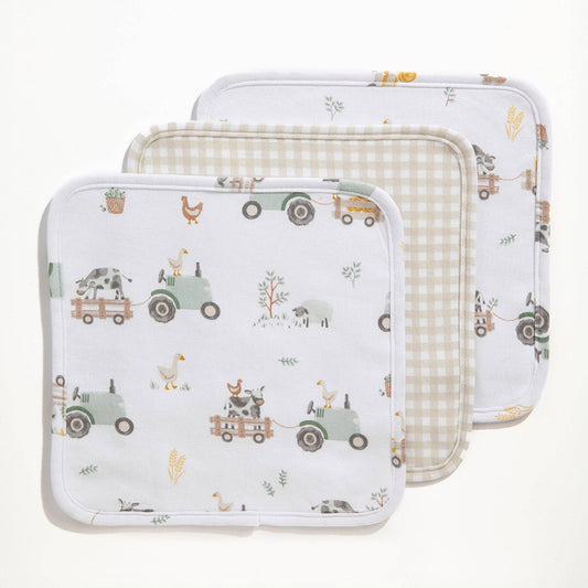 3 Pack Wash Cloths  - Tractor Ride
