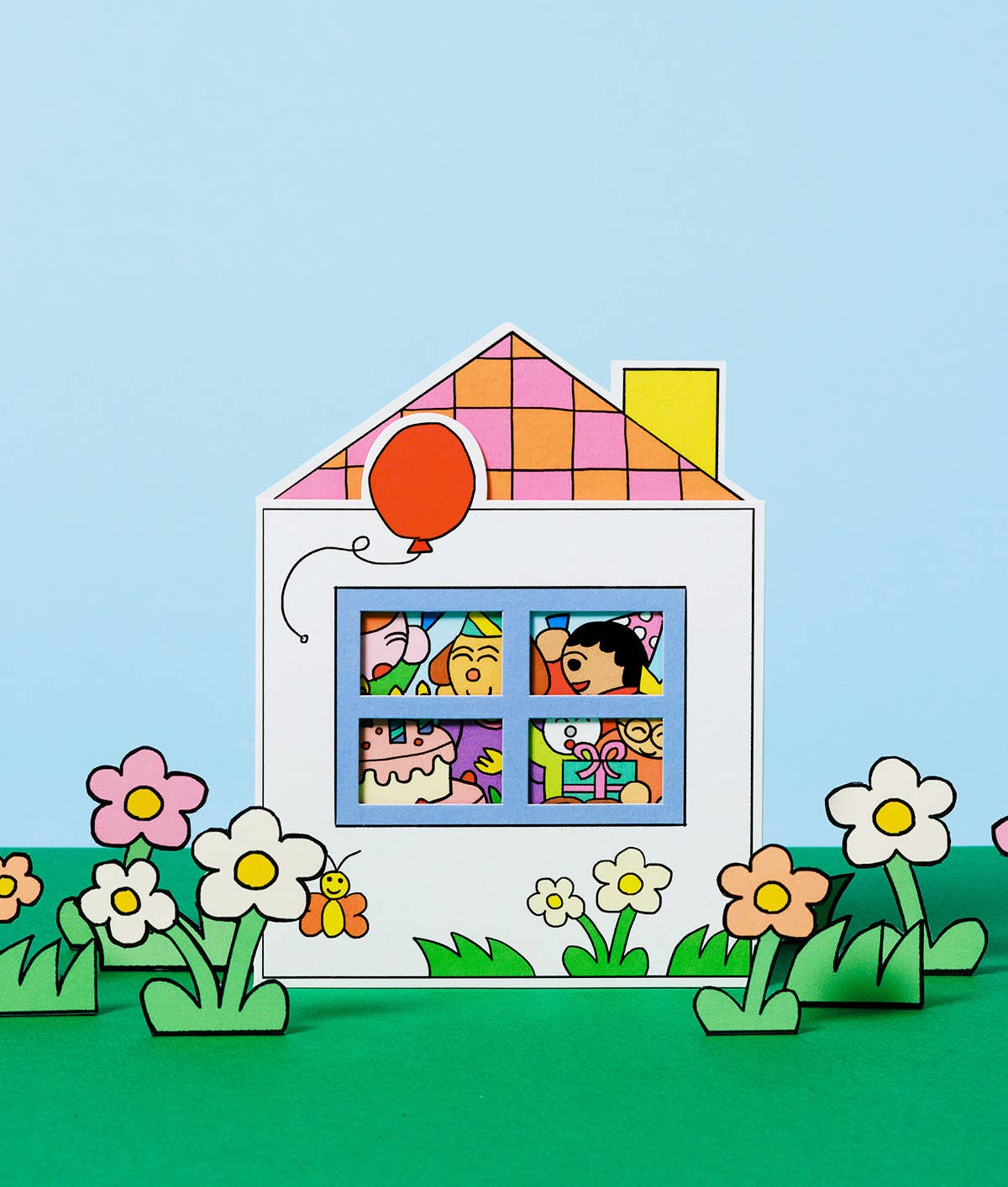 Birthday House Party Kids Shaped Card
