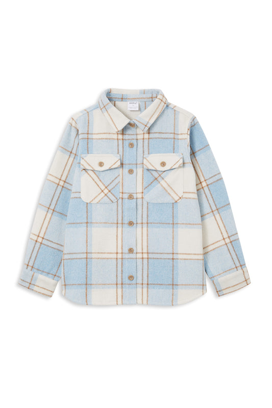 Sky Blue Check Overshirt - Lucky Last! (Size 6)