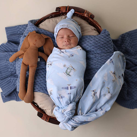 Taking Flight Organic Jersey Wrap & Beanie Set