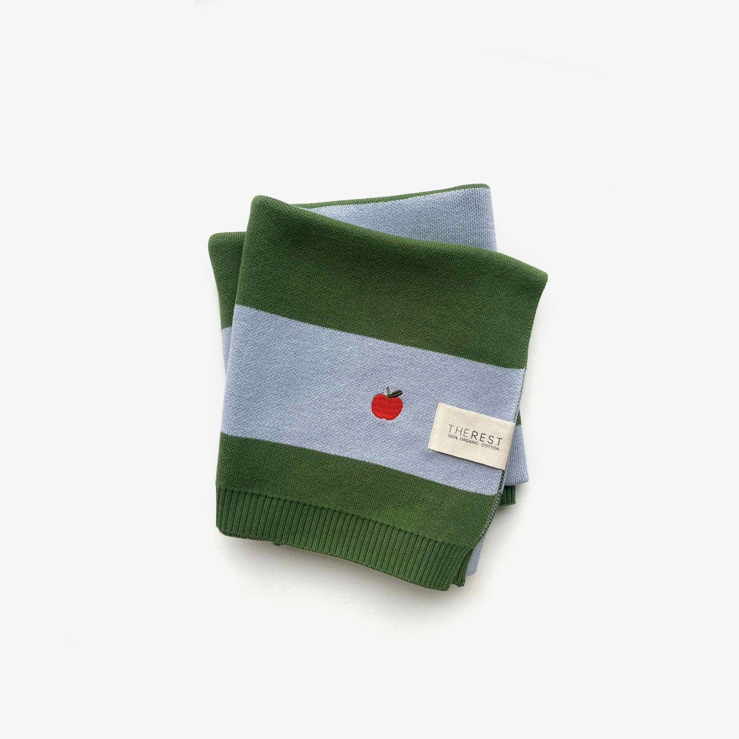 Organic Cotton Knit Blanket - Sky Clover Rugby Stripe