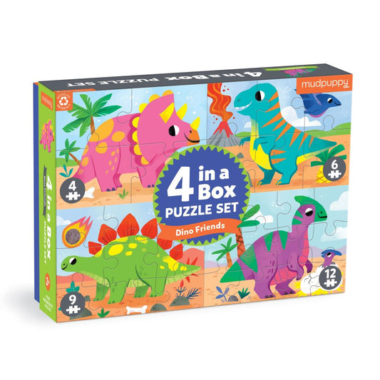 4 in a Box Puzzle Set – Dino Friends