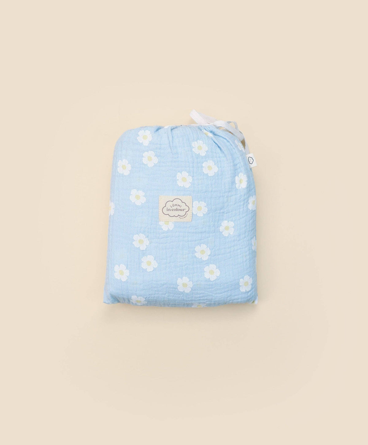 Organic Cotton Muslin Swaddle Wrap - Daisy Blue