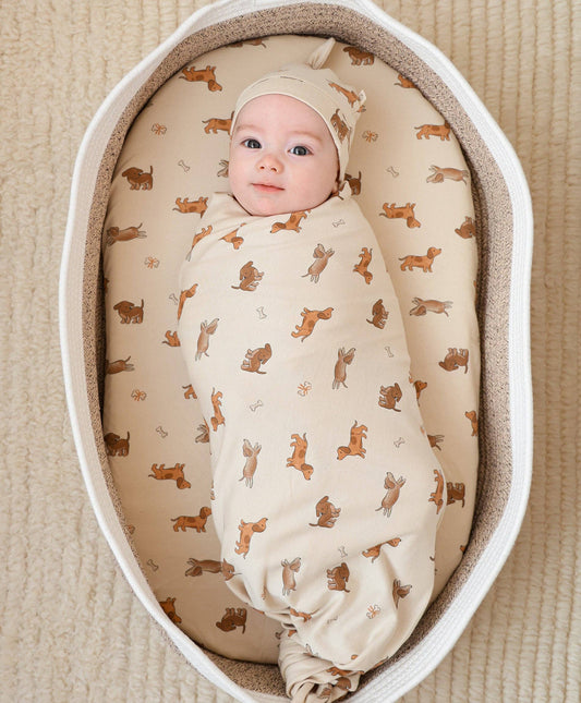 Organic Cotton Swaddle Wrap - Dachshund Dog