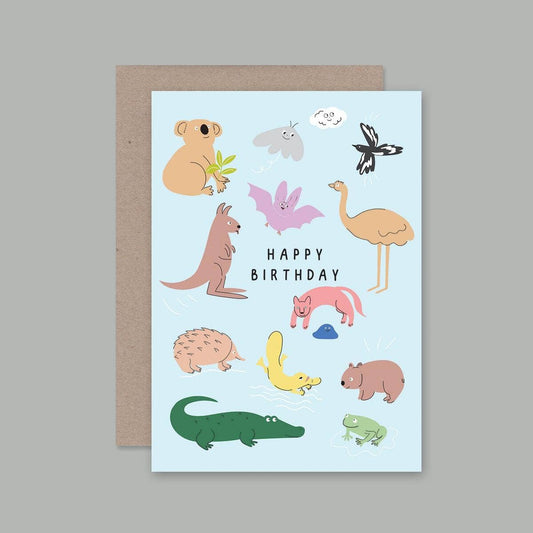 Aussie Animals Happy Birthday Card