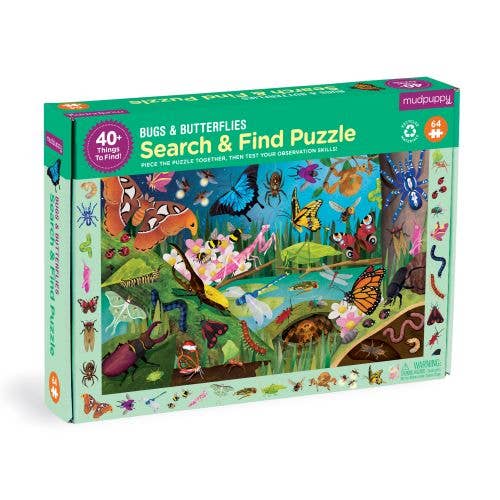 Mudpuppy 64 Pc Search  Find Puzzle - Bugs &  Butterflies