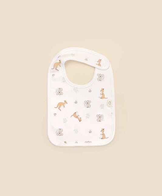 Organic Cotton Baby Bib - Kangaroo & Koala