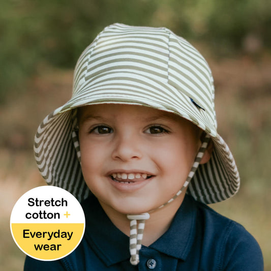 Classic Bucket Sun Hat - Khaki Stripe