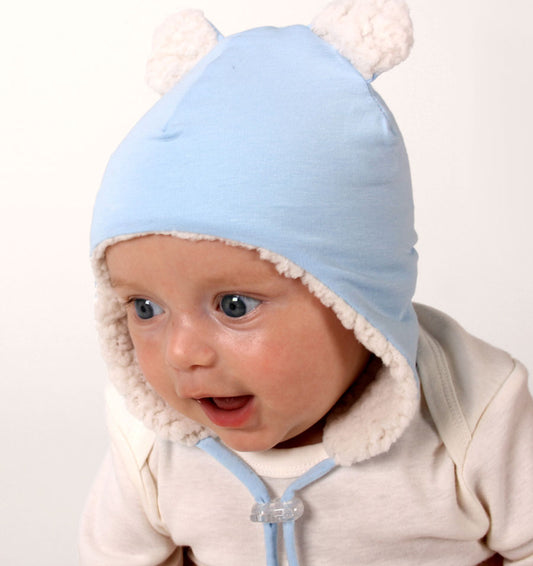 Fleecy Baby Beanie - Baby Blue Marle