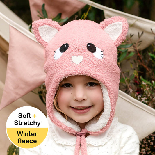 Kitty Snuggle Winter Beanie - Pink