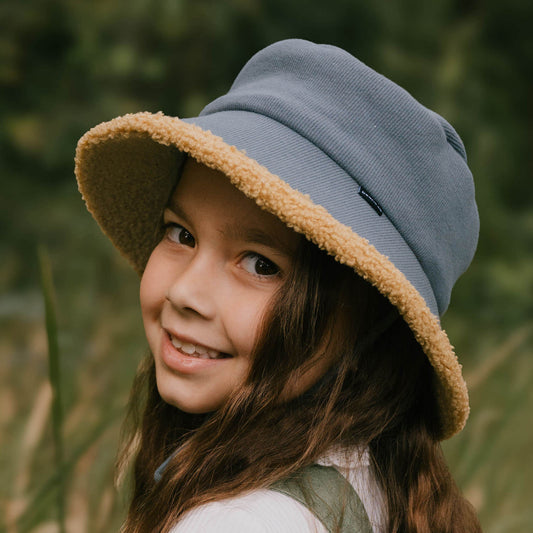 Rib Fleece Lined Bucket Sun Hat - Shadow