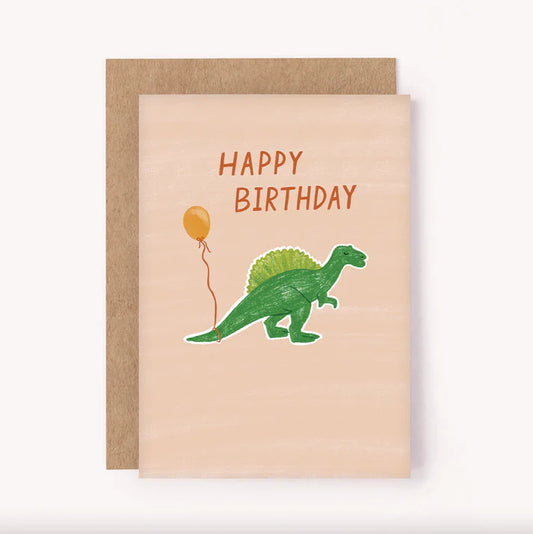 Dinosaur Balloon Birthday Card