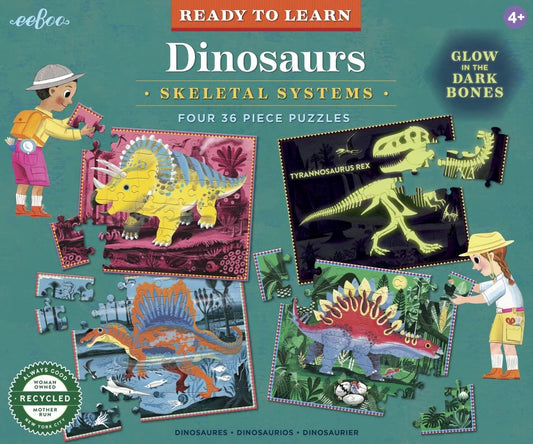 36 Pc Glow set of 4 Puzzles - Dinosaurs