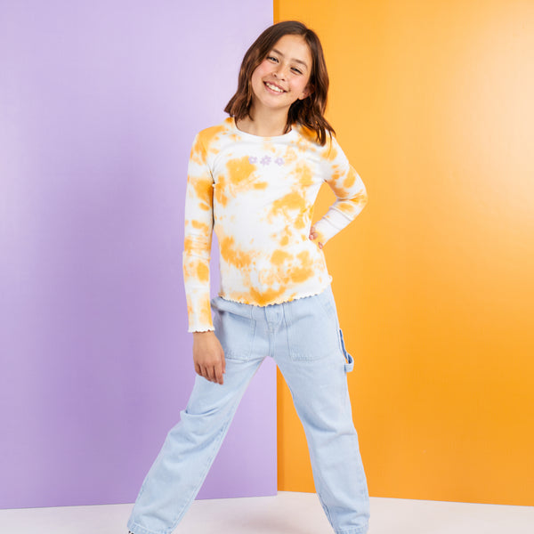Malibu Tie Dye Tee in Melon - Size 8-14