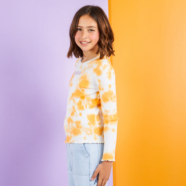 Malibu Tie Dye Tee in Melon - Size 8-14
