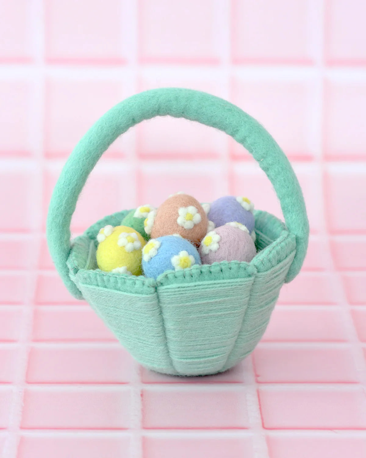 Petite Teal Felt Easter Basket