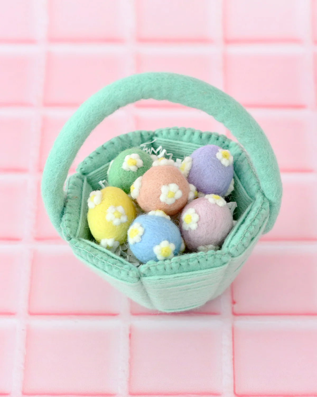 Petite Teal Felt Easter Basket