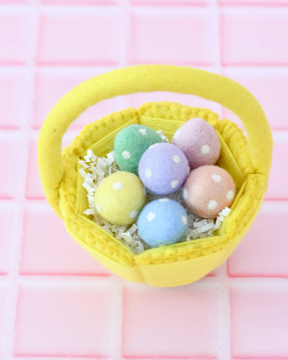 Petite Yellow Felt Easter Basket