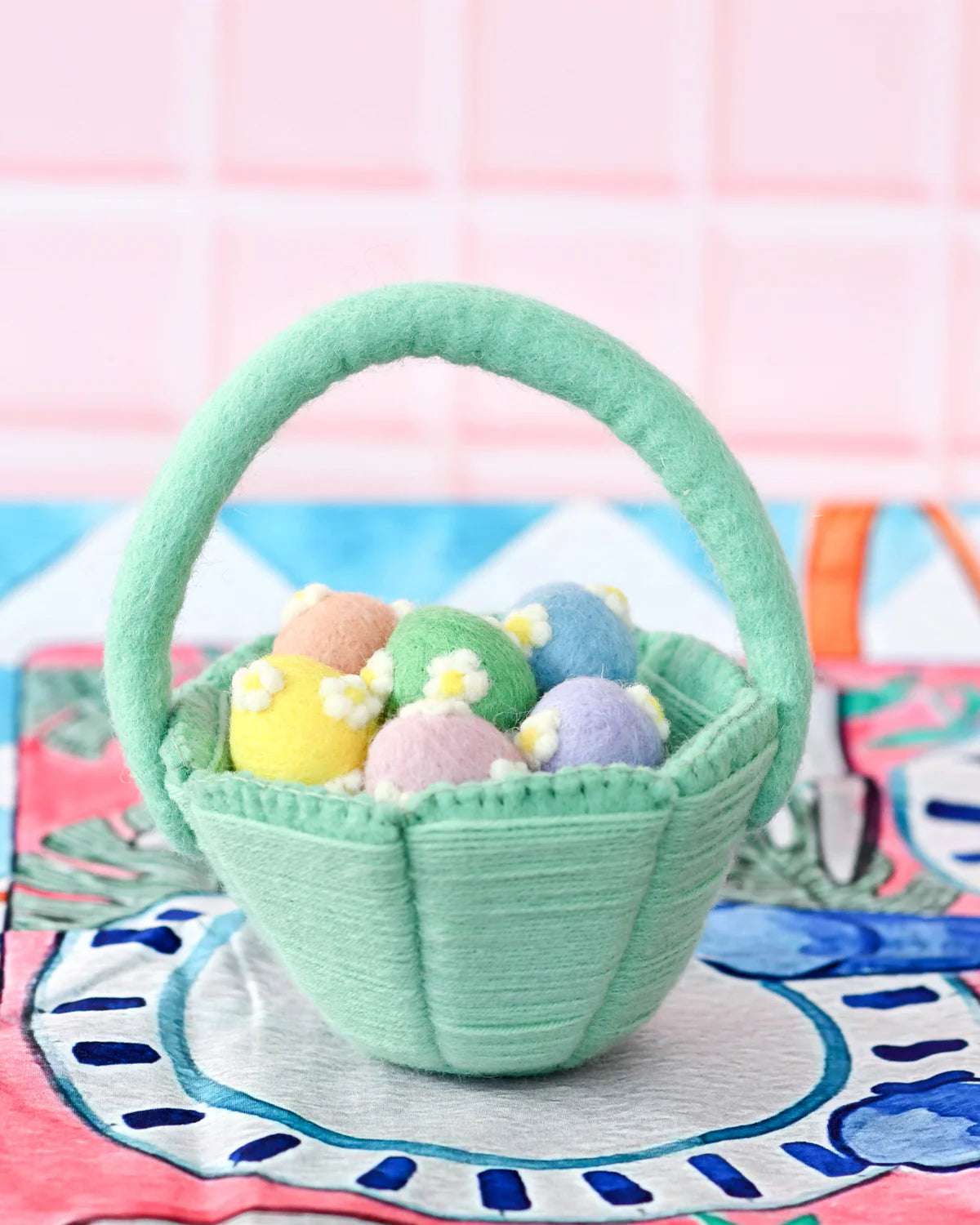 Petite Teal Felt Easter Basket
