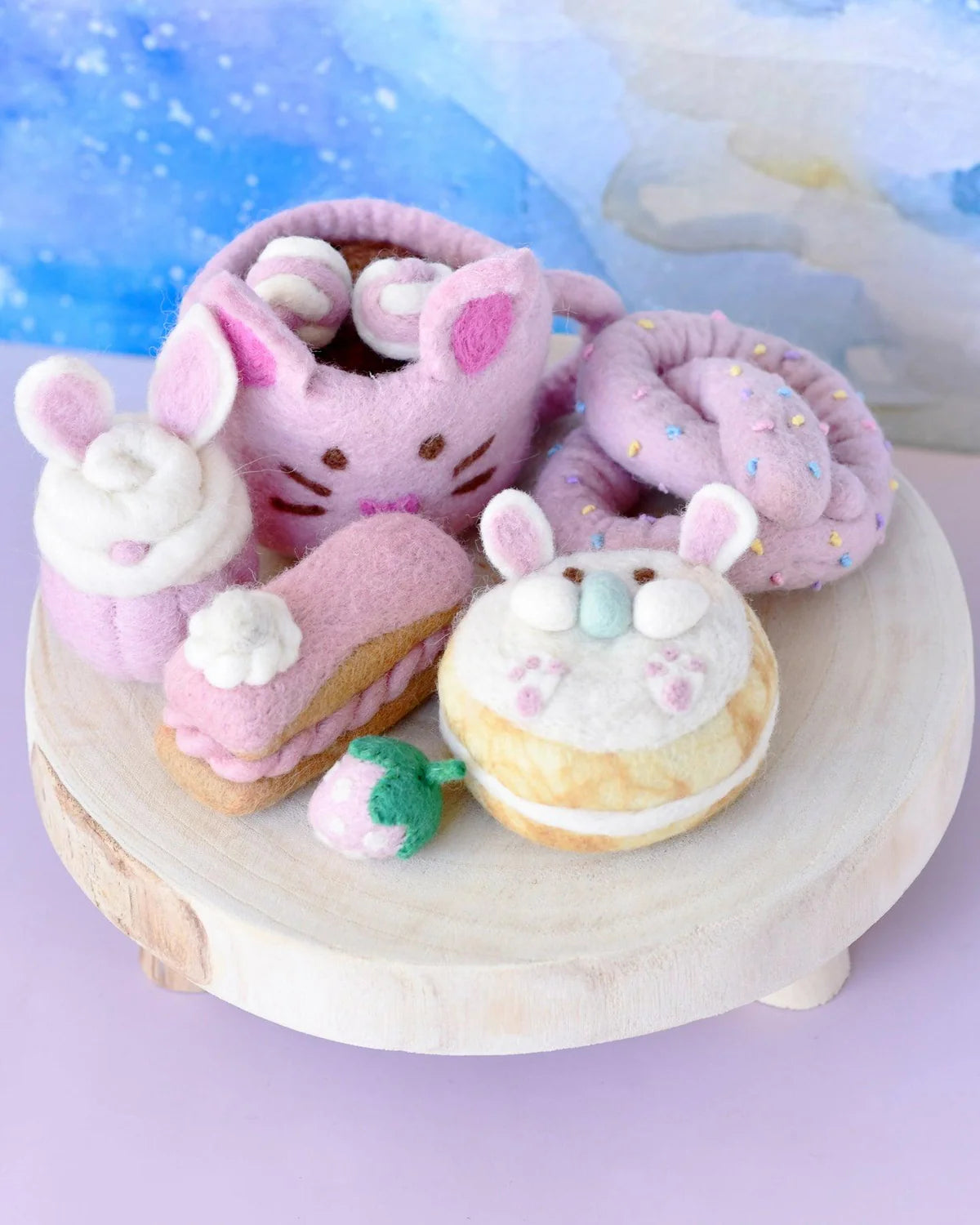 Grazing Box of Easter Felt Play Food (Pink Mug)