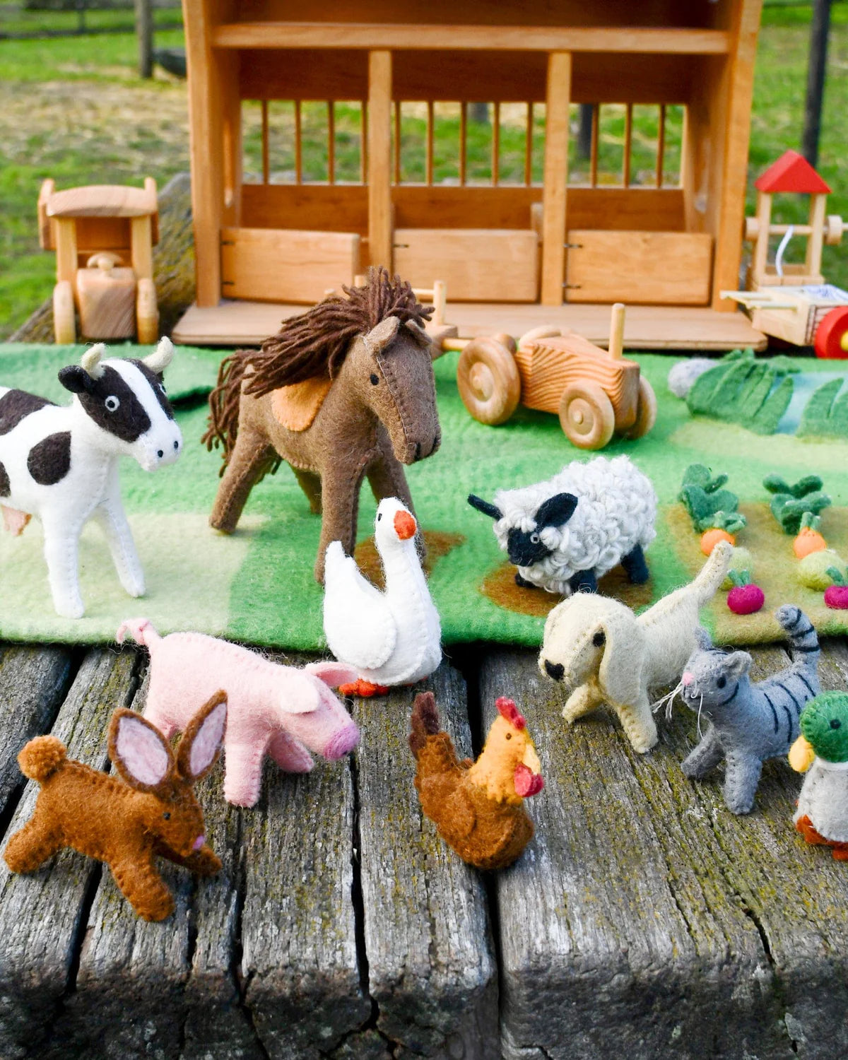 Felt Farm Animals Toy Set - 10 pieces