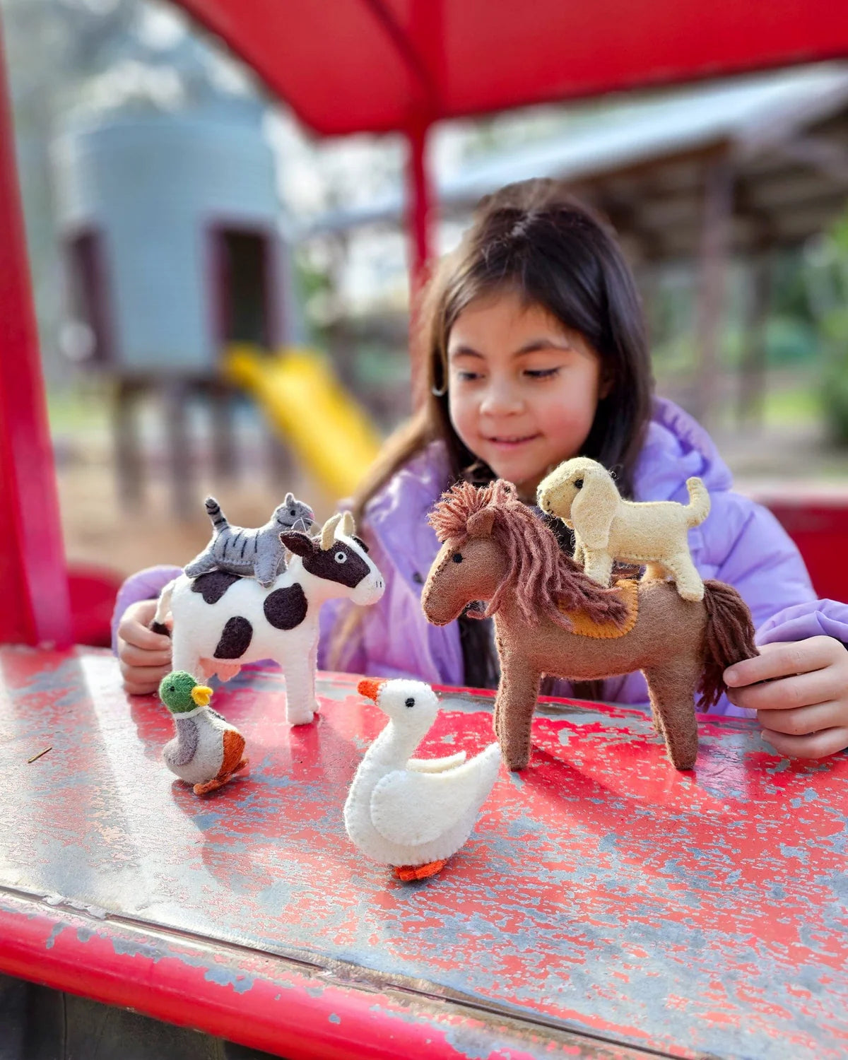 Felt Farm Animals Toy Set - 10 pieces