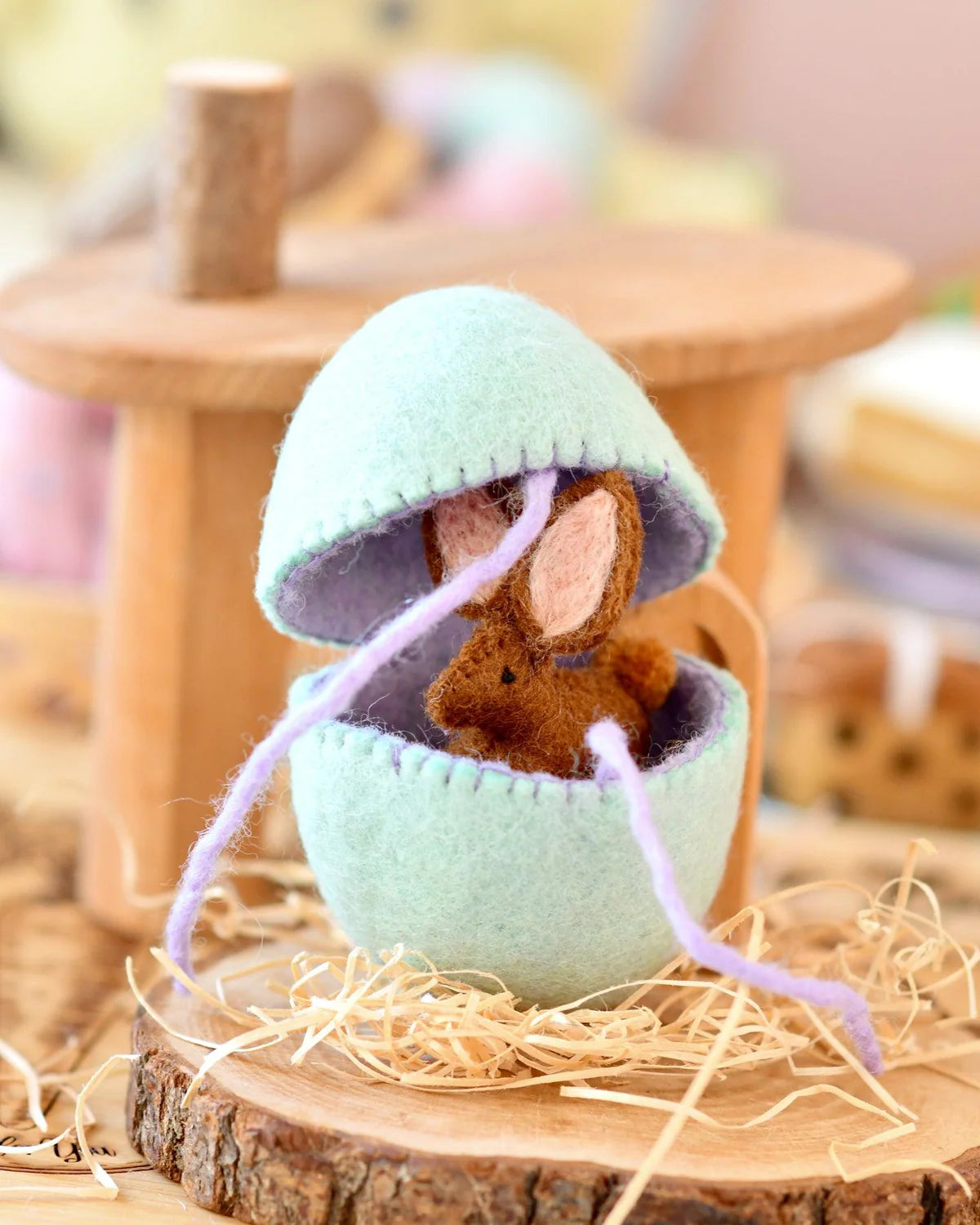 Felt Surprise  Egg with Brown Rabbit Inside