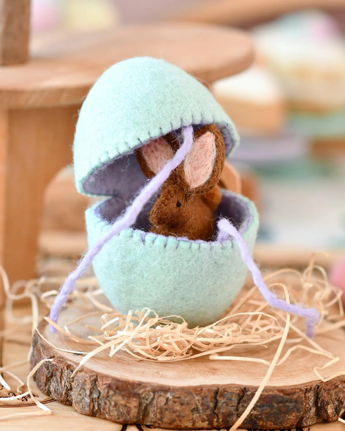 Felt Surprise  Egg with Brown Rabbit Inside