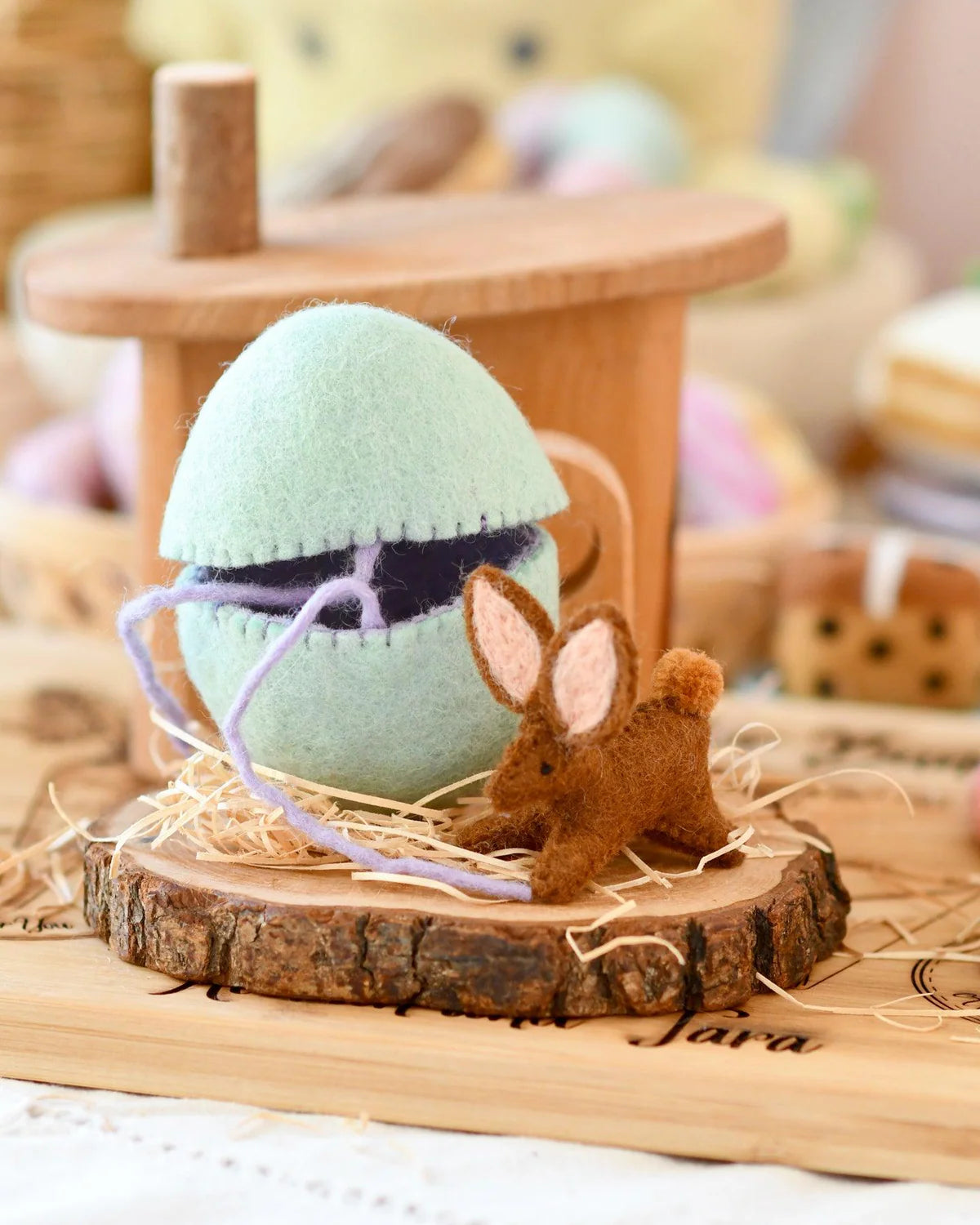 Felt Surprise  Egg with Brown Rabbit Inside