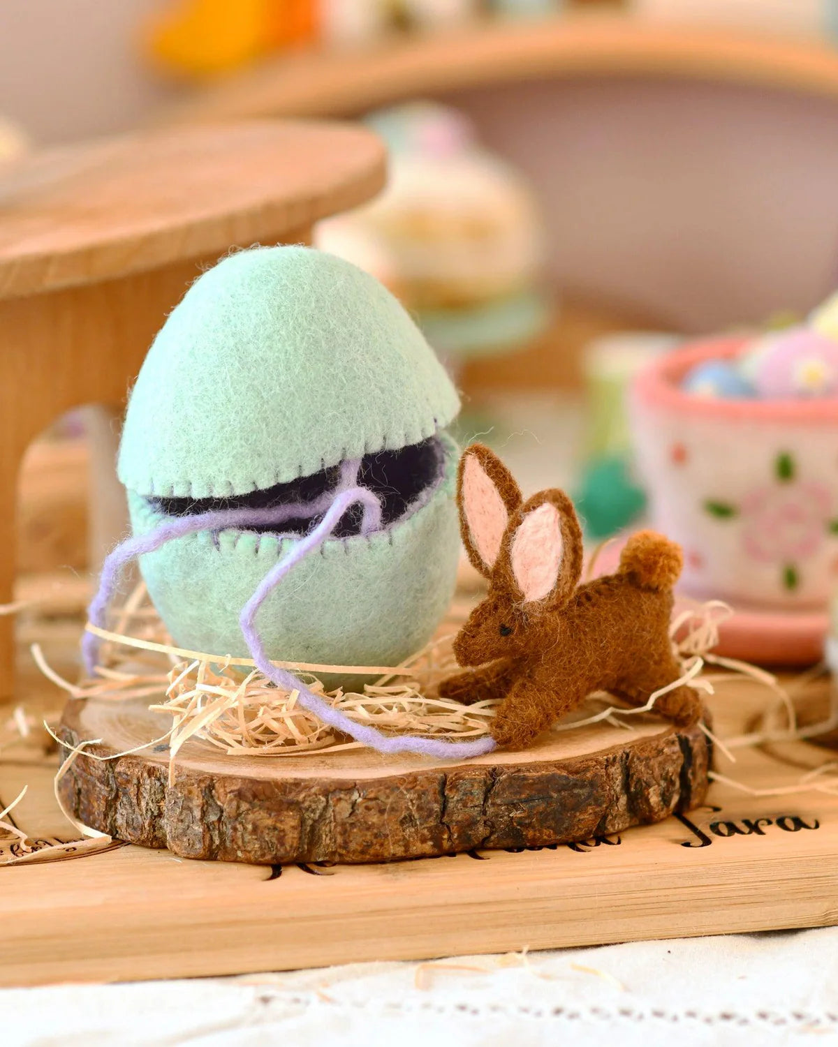 Felt Surprise  Egg with Brown Rabbit Inside