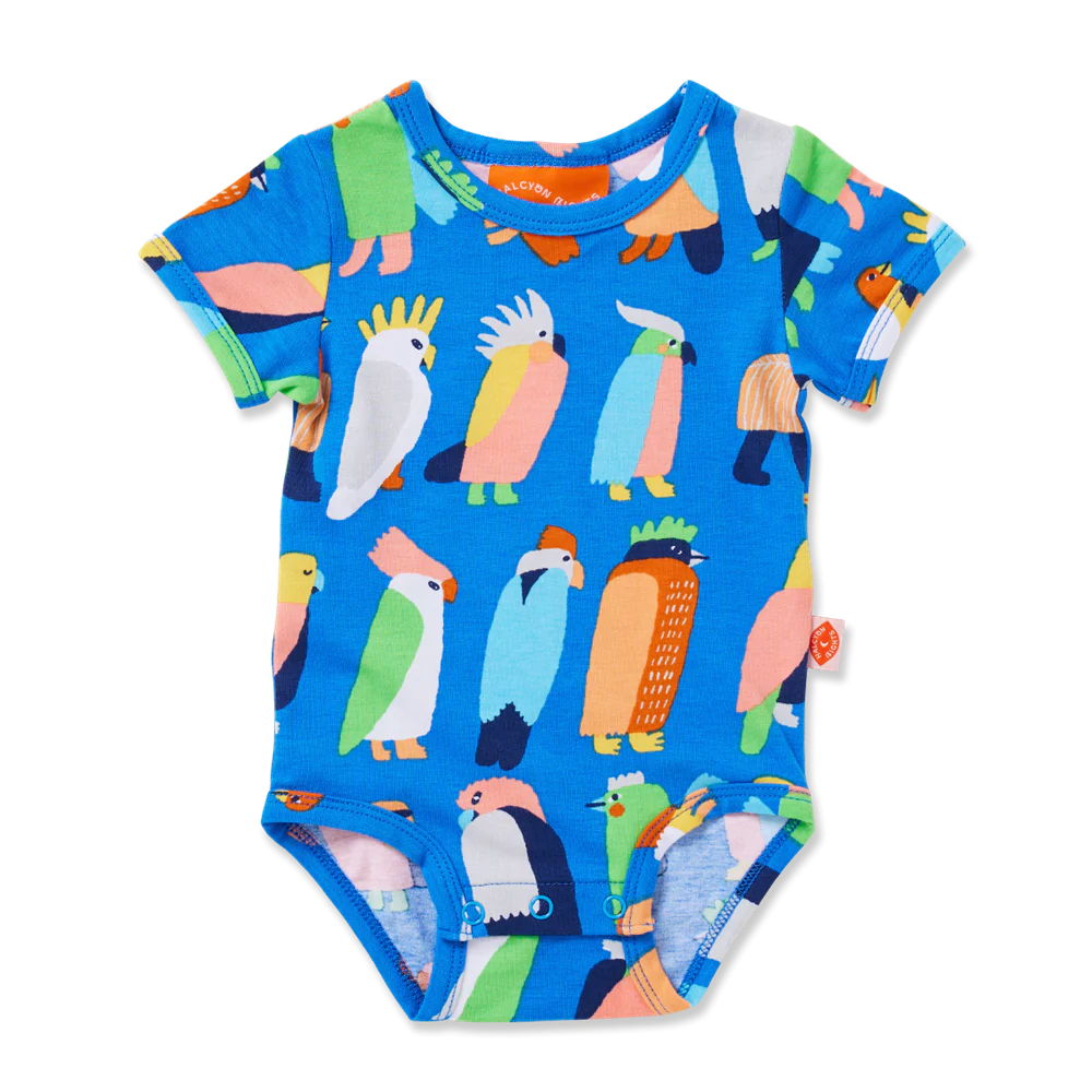 Flamin' Galah Blue Short Sleeve Bodysuit