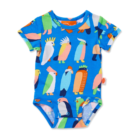 Flamin' Galah Blue Short Sleeve Bodysuit
