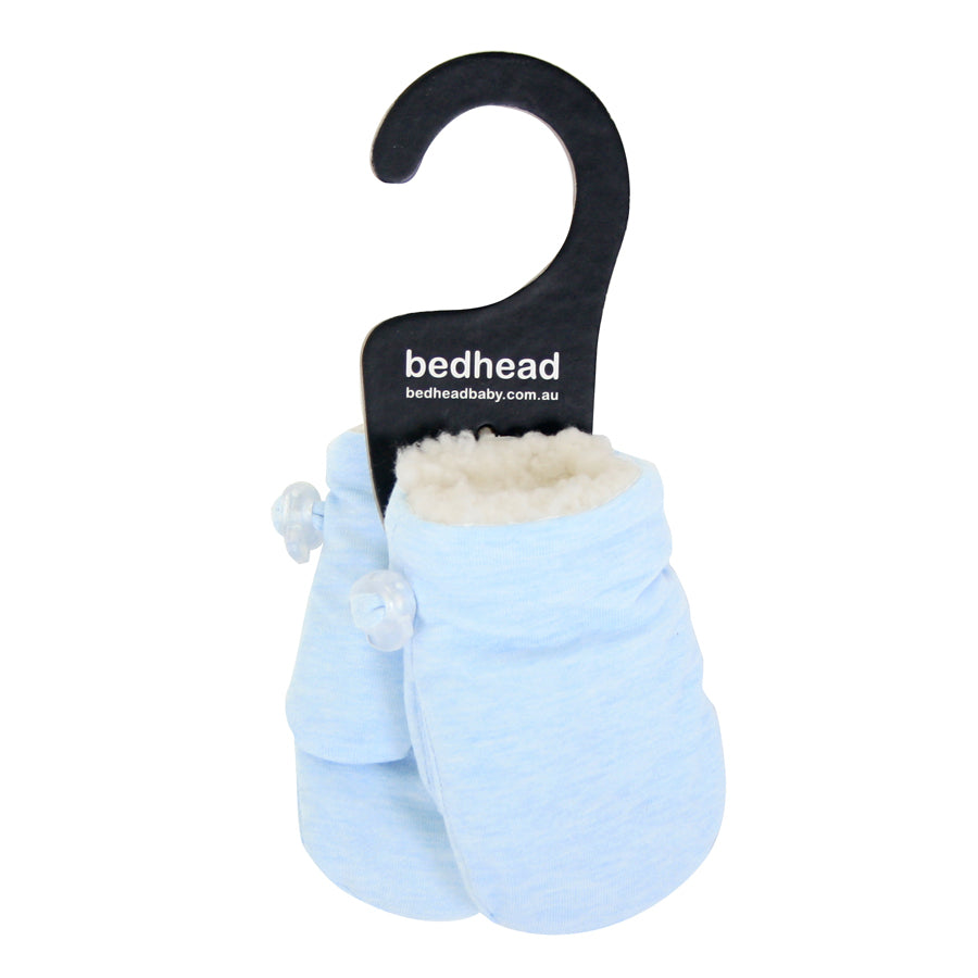 Fleecy Baby Mittens - Baby Blue Marle