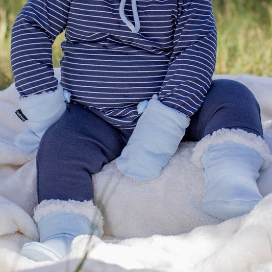 Fleecy Baby Mittens - Baby Blue Marle