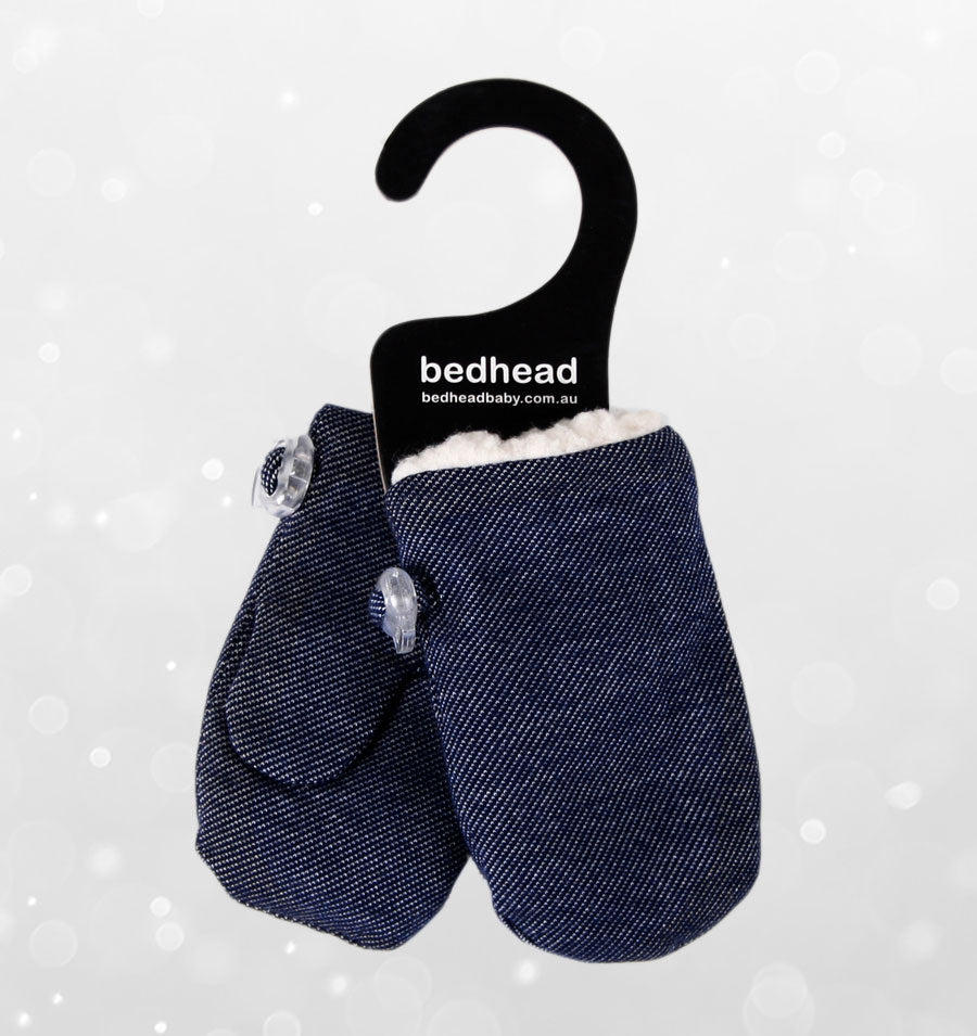 Fleecy Baby Mitten - Denim
